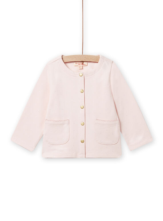 Cardigan rosa cipria a pois neonata NIJOCAR2 / 22SG0961CARD327