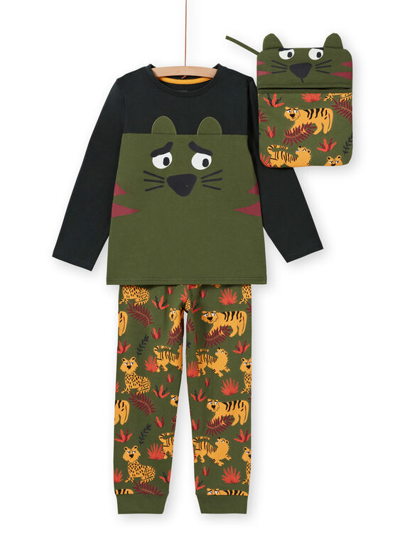 Set pigiama fosforescente kaki con motivi tigri bambino MEGOPYJMAN3 / 21WH1273PYGG618
