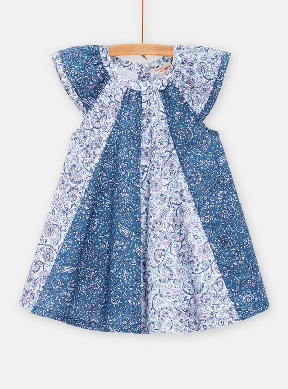 Abito neonata bianco, blu e rosa con stampa a fiori TIDEROB2 / 24SG09J1ROB000