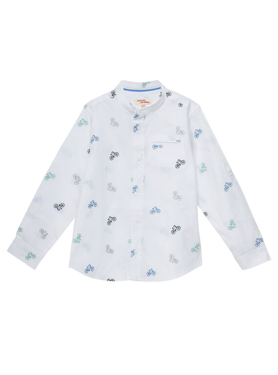 Camicia bianca in popeline bambino con ricamo biciclette. JOPOESHIRT / 20S902G1CHM000