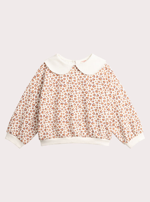 Felpa con collo claudine con stampa leopardo per ragazza  VABASWEA / 24W901Q1SWE003