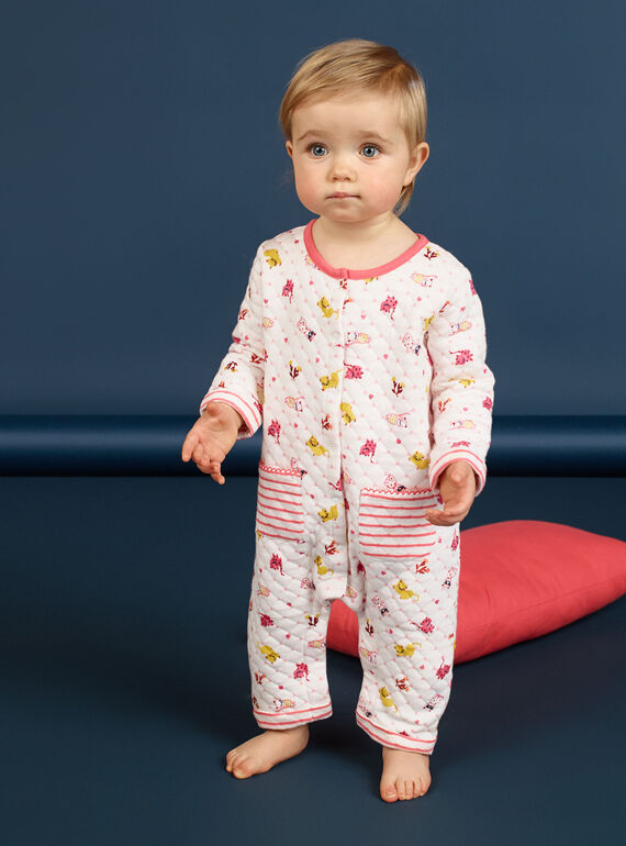 Tutina beige neonata matelassé con stampa gatto LEFIGRENAU / 21SH1313GRE001