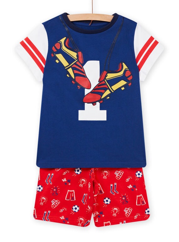 Set pigiama t-shirt e shorts con stampa calcio blu elettrico bambino NEGOPYCFOOT / 22SH12H3PYJ217