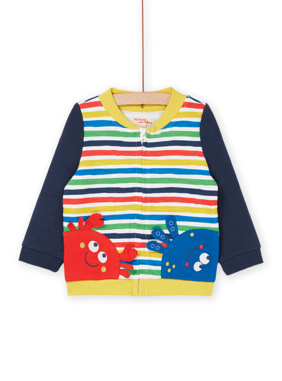 Cardigan bianco a maniche lunghe con motivo a righe RUPOPGIL / 23SG10X2GIL000