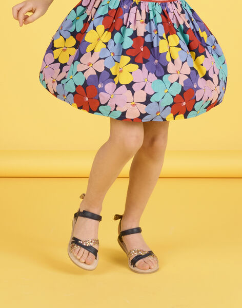 Gonna double face navy con stampa a fiori e uccello bambina NALUJUP1 / 22S901P1JUP070