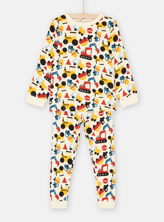 Pigiama bambino beige con stampa trattore SEGOPYJTRA / 23WH1241PYJA016