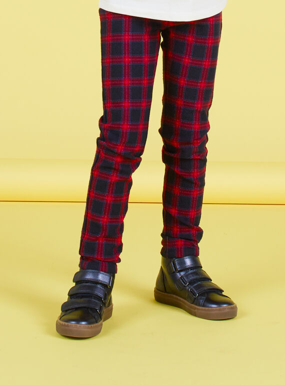 Pantalon milano blu notte e rossi con stampa tartan bambina MAMIXPANT / 21W901J1PANC205