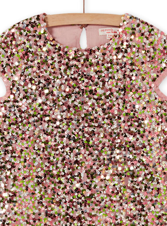 Abito rosa in paillettes bambina MANOROB2 / 21W901Q2ROB303