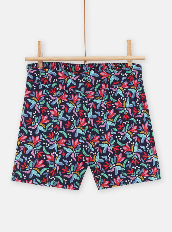 Shorts taglio morbido blu con stampa fantasia bambina TACLUSHORT2 / 24S901O1SHOC211