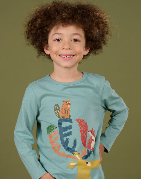 T-shirt maniche lunghe con motivi animali della foresta PORHUTEE1 / 22W902Q3TMLC216