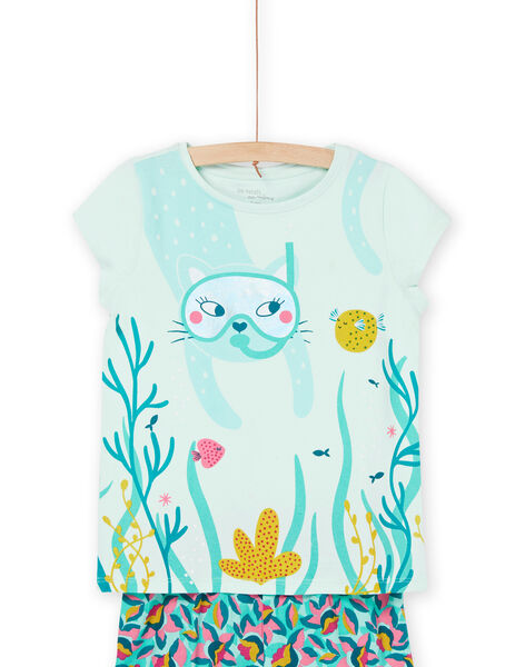 Pigiama blu ghiaccio con motivi fondale marino e stampa a fiori REFAPYJMAS / 23SH11H8PYJ219