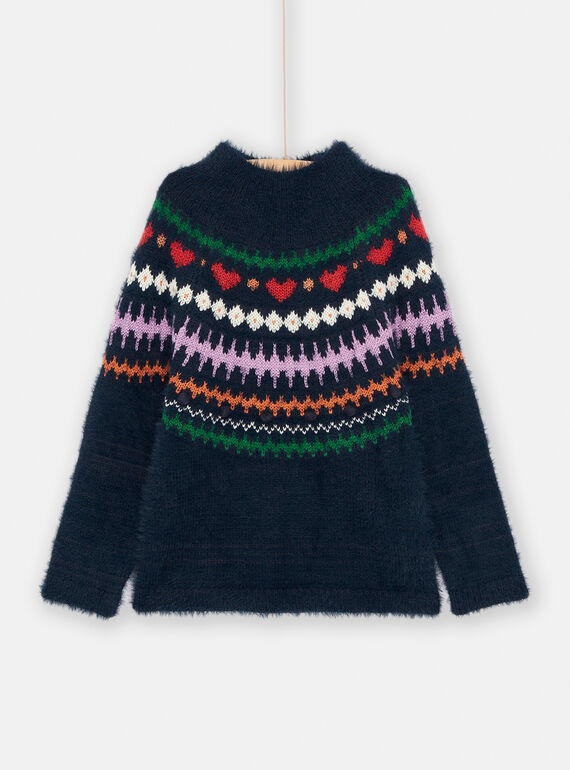 Maglia nera con motivi jacquard bambina SAKHOPULL / 23W901Q1PULC243