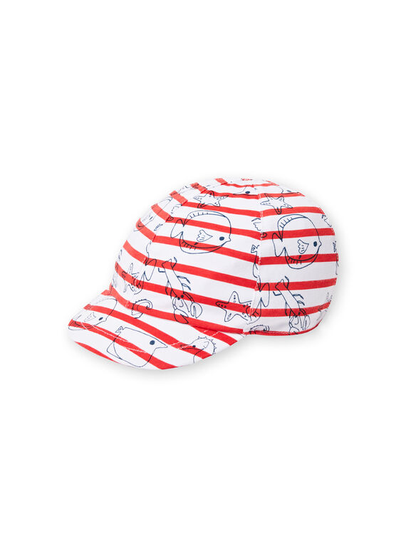Cappellino ecrù e rosso neonato LYUVICASQ / 21SI10U1CHA001