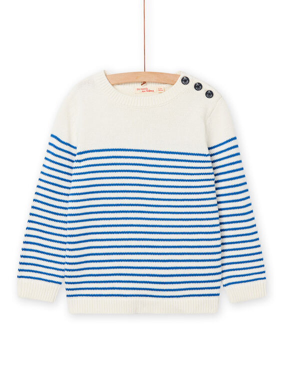 Maglia a righe ecrù e blu bambino NOJOPUL1 / 22S90271PUL001
