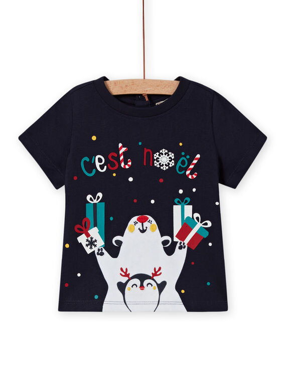 T-shirt navy stampa Natale fantasia neonato MUNOTEEX / 21WG10Q1TMC070