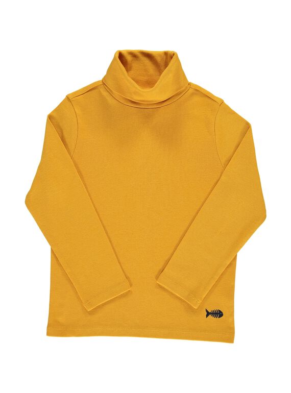 Boys' yellow ochre polo neck DOJOSOUP1 / 18W902J1D3B101