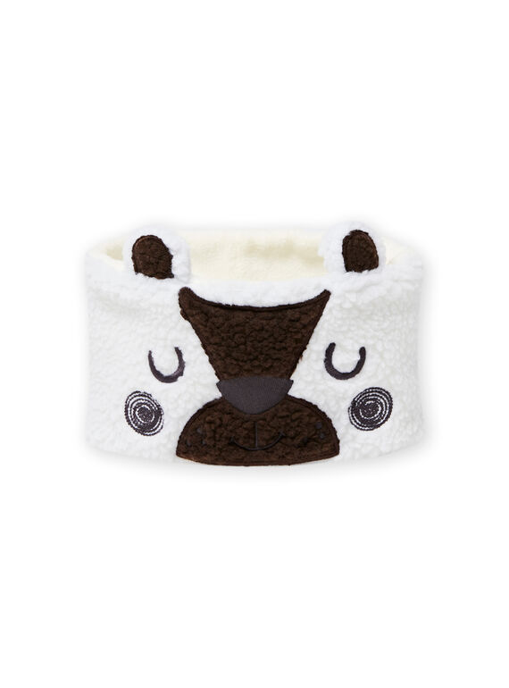 Scaldacollo ecrù con motivo orsetto in sherpa neonato MYUGROSNO / 21WI1061SNO001