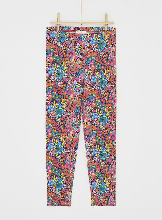 Leggings blu notte con stampa a fiori SYALINLEG / 23WI01H1CAL713