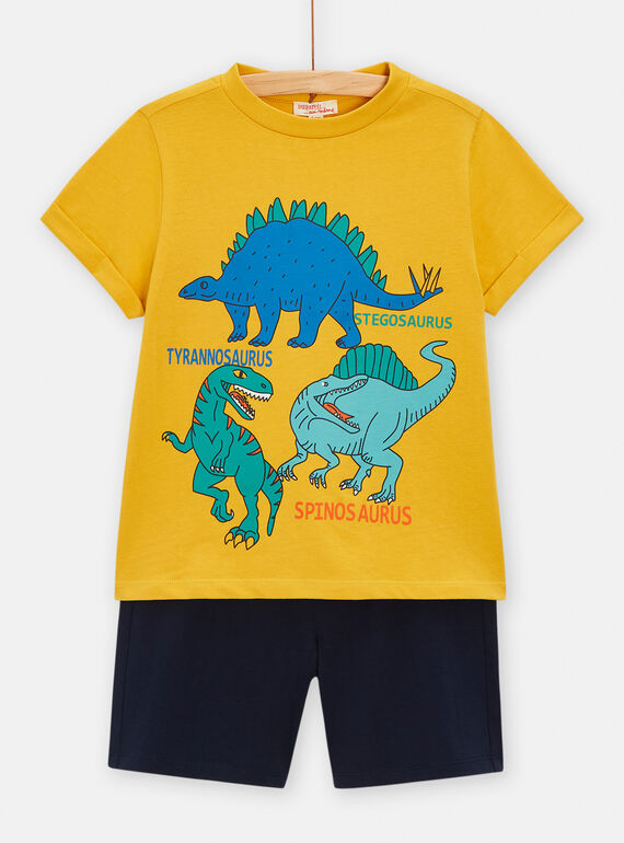 Set giallo e blu scuro con motivi dinosauri bambino TOPLAENS3 / 24S902S1ENSB102