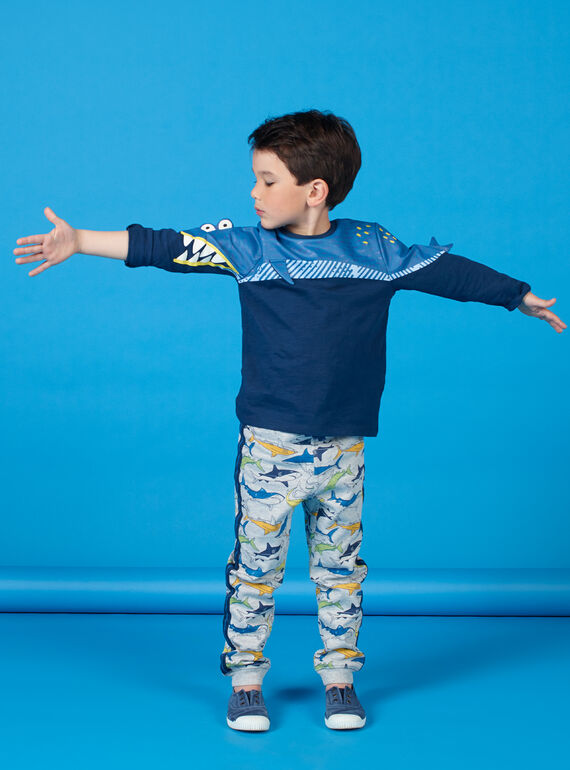 T-shirt blu con motivo squalo - Bambino LONAUTEE2 / 21S902P1TML070