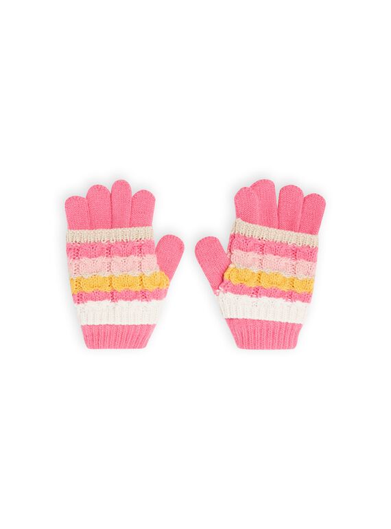 Guanti rosa a righe fantasia bambina MYASAUGAN1 / 21WI0163GAN030