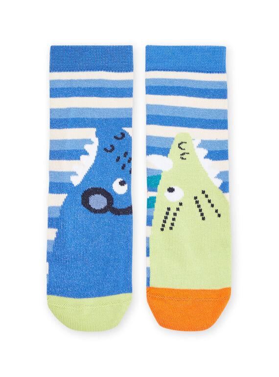 Calze blu con stampa dinosauri e a righe RYOJOCHO1 / 23SI0271SOQ221