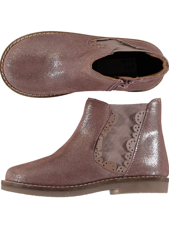 Stivaletti Beatles crosta di pelle rosa con glitter bambina GFBOOTPINK / 19WK35I5D0D030