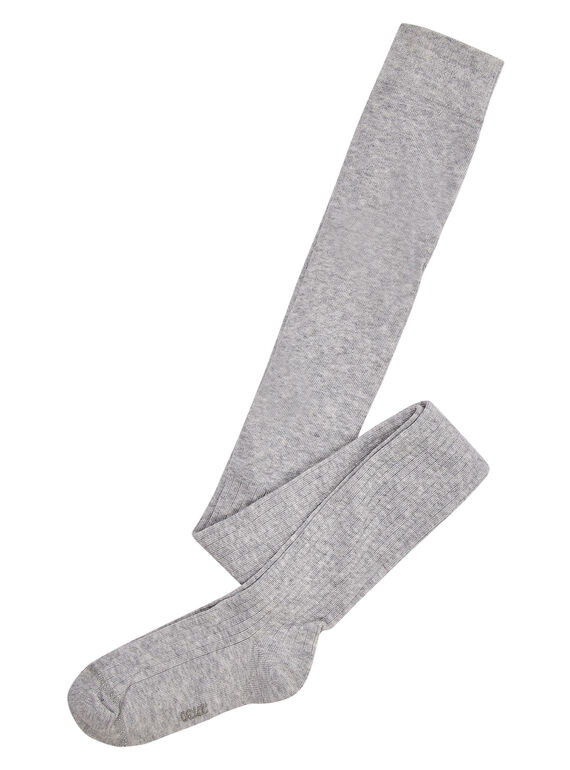 Collant in cotone a costine bambina grigio chiaro JYAESCOL2 / 20SI0162COL943