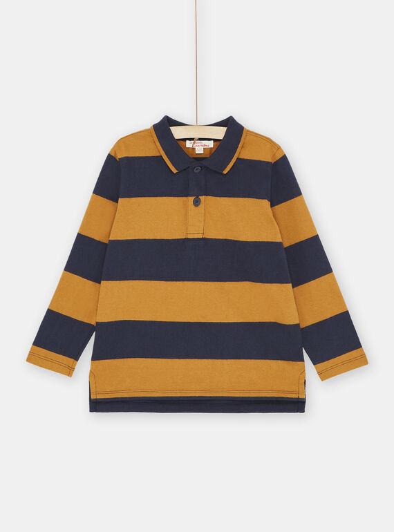 Polo navy e marrone con stampa a righe bambino SOJOPOL4 / 23W902B1POL809