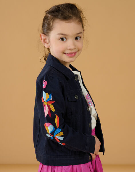 Giacca in jeans nera con maniche ricamate RAJUNVEST / 23S901U1VESC243