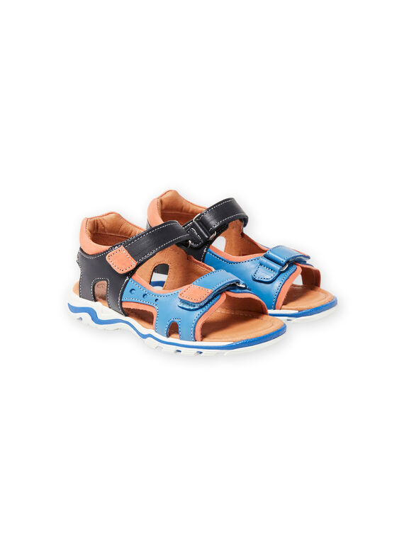 Sandali in pelle blu e beige bambino LGSANDJACK / 21KK3651D0E701
