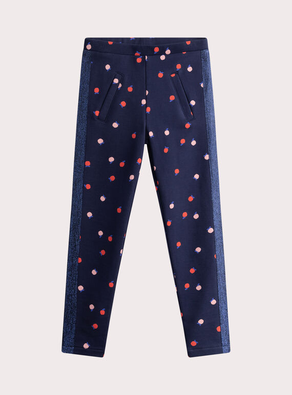 Pantaloni in tessuto felpato blu navy con stampa fruttata WAJOMOL2 / 25S901K3PAN070