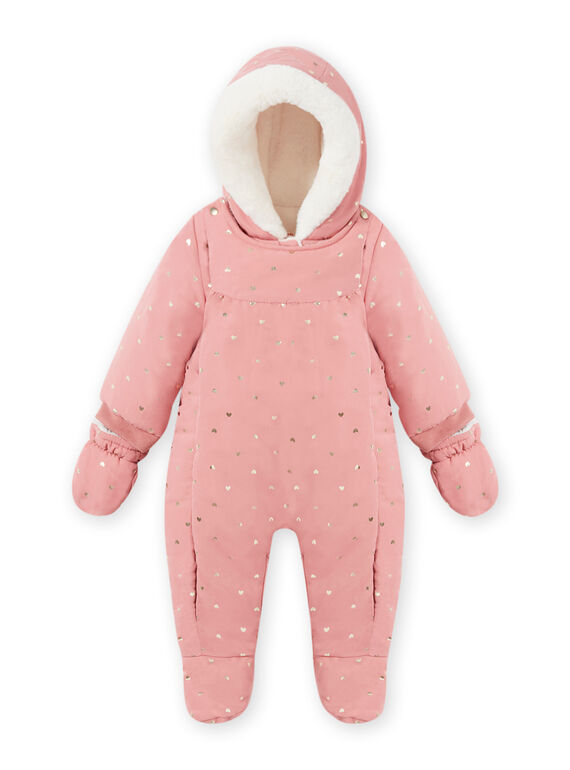 Tutina imbottita con cappuccio rosa a pois neonata MIKAPIL / 21WG0961PIL303