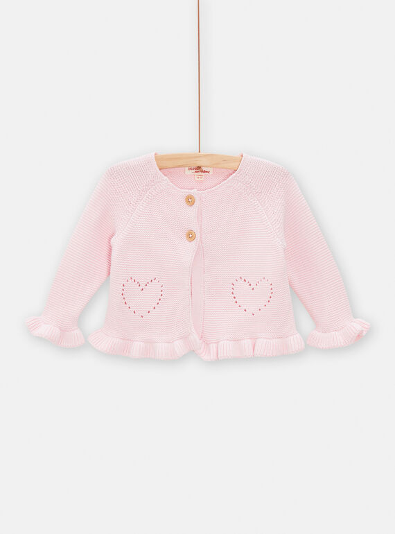 Cardigan neonata rosa in maglia TIDECAR2 / 24SG09J2CAR309