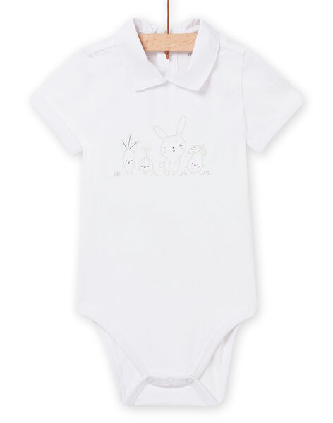 Body bianco con motivo coniglio e verdure nascita bambino NOU2BOD2 / 22SF0451BOD000