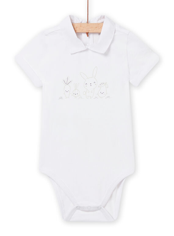 Body bianco con motivo coniglio e verdure nascita bambino NOU2BOD2 / 22SF0451BOD000