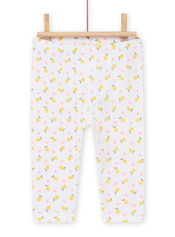 Leggings bianchi con stampa limone e fiore neonata NYIHOLEG / 22SI09T1CAL000