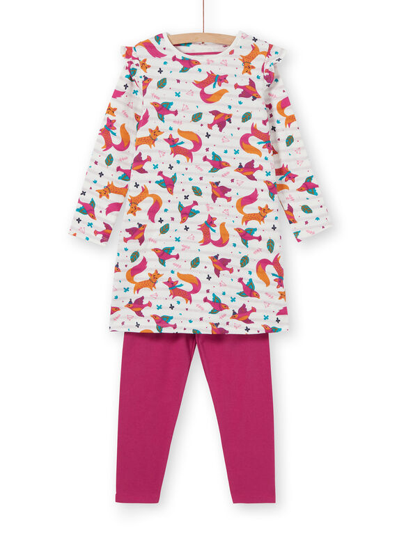 Camicia da notte bambina con stampa volpi con leggings fucsia LEFACHUBIC / 21SH1151CHN001