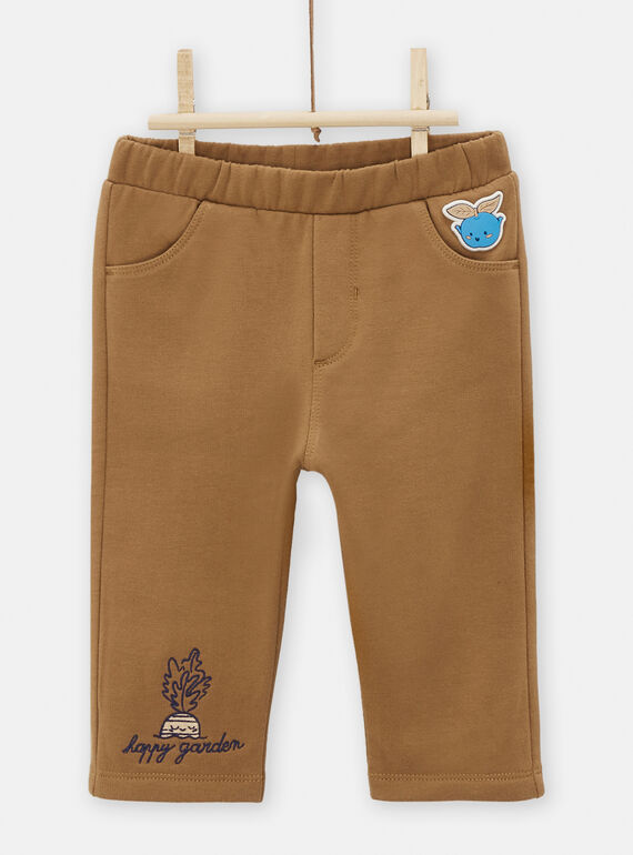 Pantaloni neonato caramello con ricamo TUDEPAN1 / 24SG10J2PANI821