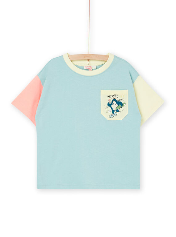 T-shirt blu celadon con maniche a contrasto ROEXOTI5 / 23S902V5TMC204