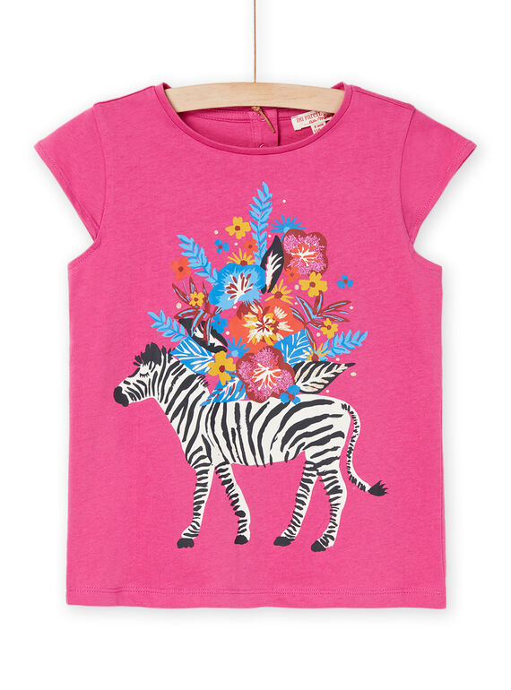 T-shirt granatina con motivi zebra e fiori RAJUNTI3 / 23S901U1TMCF507