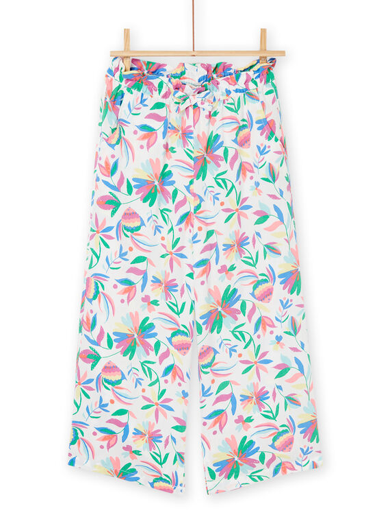 Pantaloni taglio morbido bianchi con stampa fiori RAPOPANT / 23S901X1PAN000