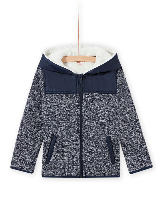 Giacca con cerniera e cappuccio in materiale tecnico blu notte bambino MOJOTEKGIL1 / 21W902N2GIL705