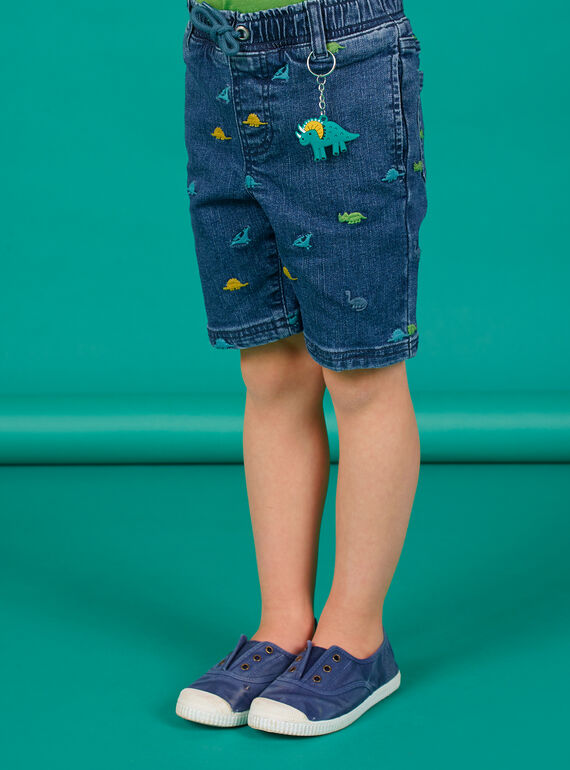 Bermuda in jeans blu stampa dinosauri bambino LOVERBER2 / 21S902Q1BERP274