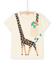 T-shirt crema con motivo giraffa ROJUNTI5 / 23S902U5TMCA002