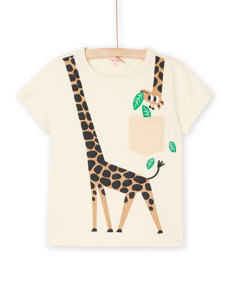 T-shirt crema con motivo giraffa ROJUNTI5 / 23S902U5TMCA002