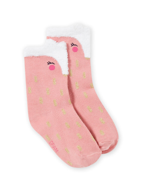 Calze rosa antico con stampa fantasia bambina MYASAUCHO / 21WI01P1SOQ303