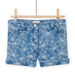 Shorts denim chiaro con stampa foglia e conchiglia bambina