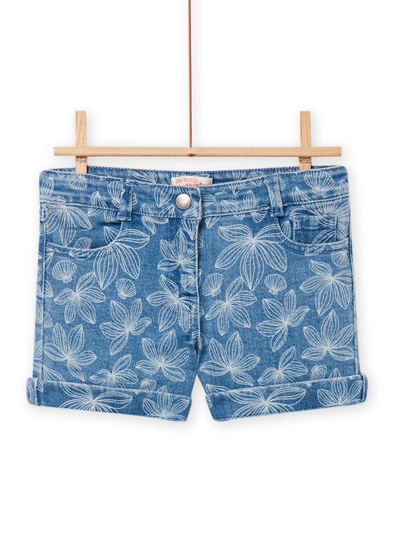 Shorts denim chiaro con stampa foglia e conchiglia bambina NAJOSHORT2 / 22S90163SHOP272