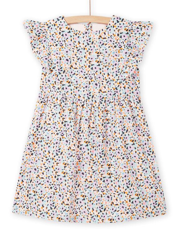 Abito twill stampa a fiori colorati e dettagli volant bambina NAMOROB1 / 22S901N2ROBD327